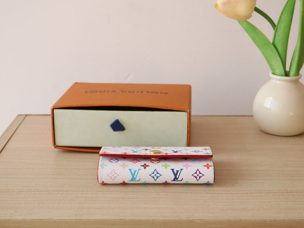 LOUIS VUITTON ROSALIE WALLET 12 IN WHITE MIX COLORFUL CALFSKIN