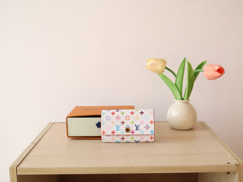 LOUIS VUITTON ROSALIE WALLET 12 IN WHITE MIX COLORFUL CALFSKIN