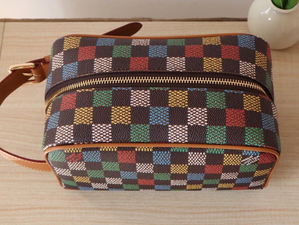 LOUIS VUITTON DOPP KIT LOCKER BAG 23 IN COLORFUL DAMIER CALFSKIN