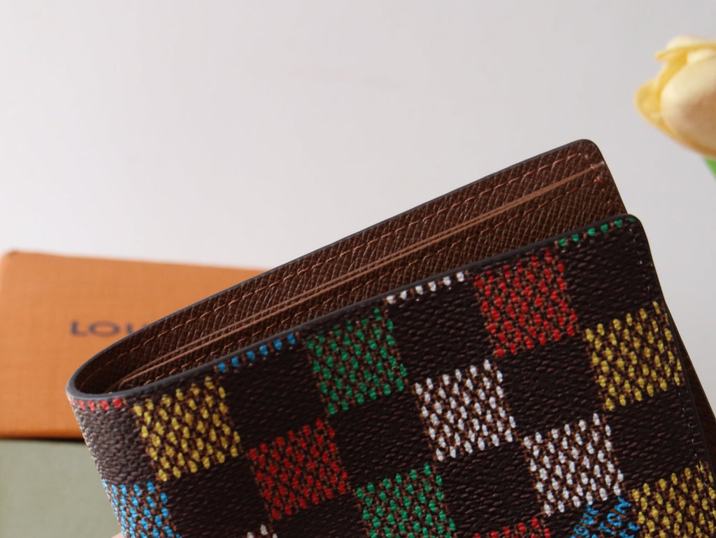 LOUIS VUITTON SLENDER WALLET 11 IN COLORFUL DAMIER EBENE CANVAS