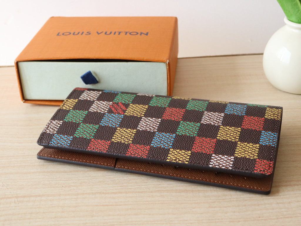 LOUIS VUITTON POCKET ORGANIZER WALLET 19 IN COLORFUL DAMIER EBENE CANVAS