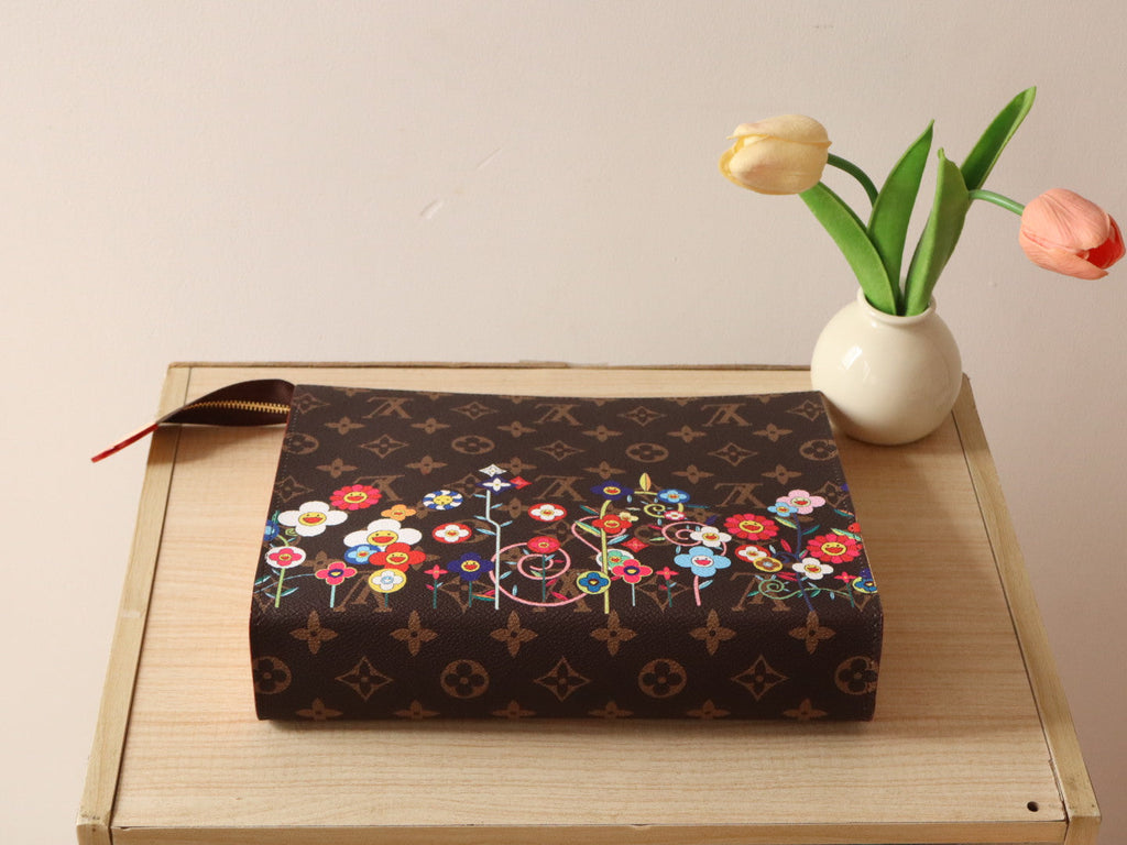 LOUIS VUITTON TOILETRY POUCH 25 CM BAG IN BROWN MONOGRAM CALFSKIN WITH STICKER