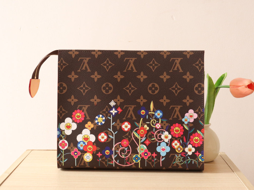 LOUIS VUITTON TOILETRY POUCH 25 CM BAG IN BROWN MONOGRAM CALFSKIN WITH STICKER