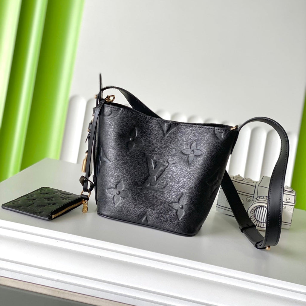 LOUIS VUITTON ALL IN BB 18 IN BLACK EMBOSSED COWHIDE GOLD LOCK