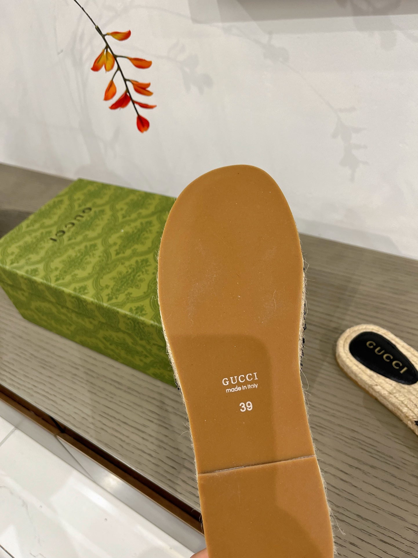 GUCCI INTERLOCKING G ESPADRILLE BLACK FABRIC