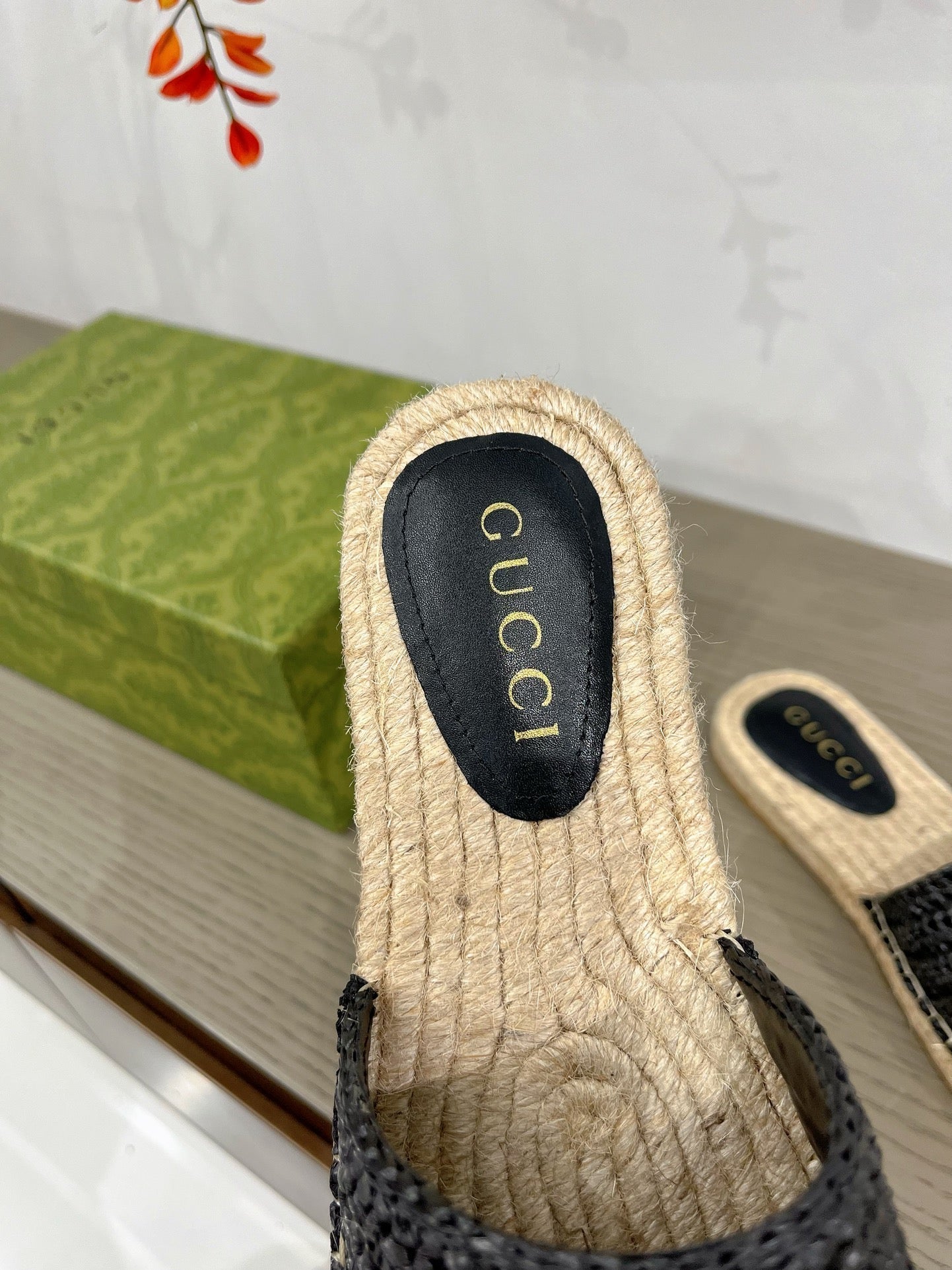 GUCCI INTERLOCKING G ESPADRILLE BLACK FABRIC