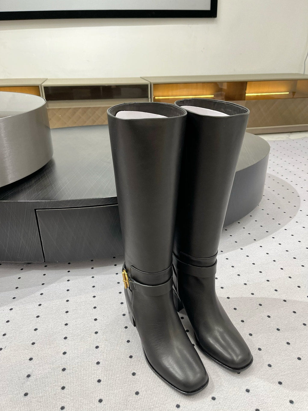 HERMES JUSTINE BOOT 6 CM IN BLACK CALFSKIN