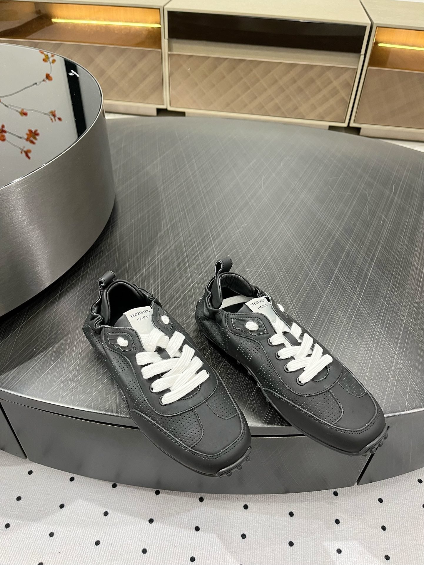 HERMES TRAIL SNEAKER IN BLACK CALFSKIN