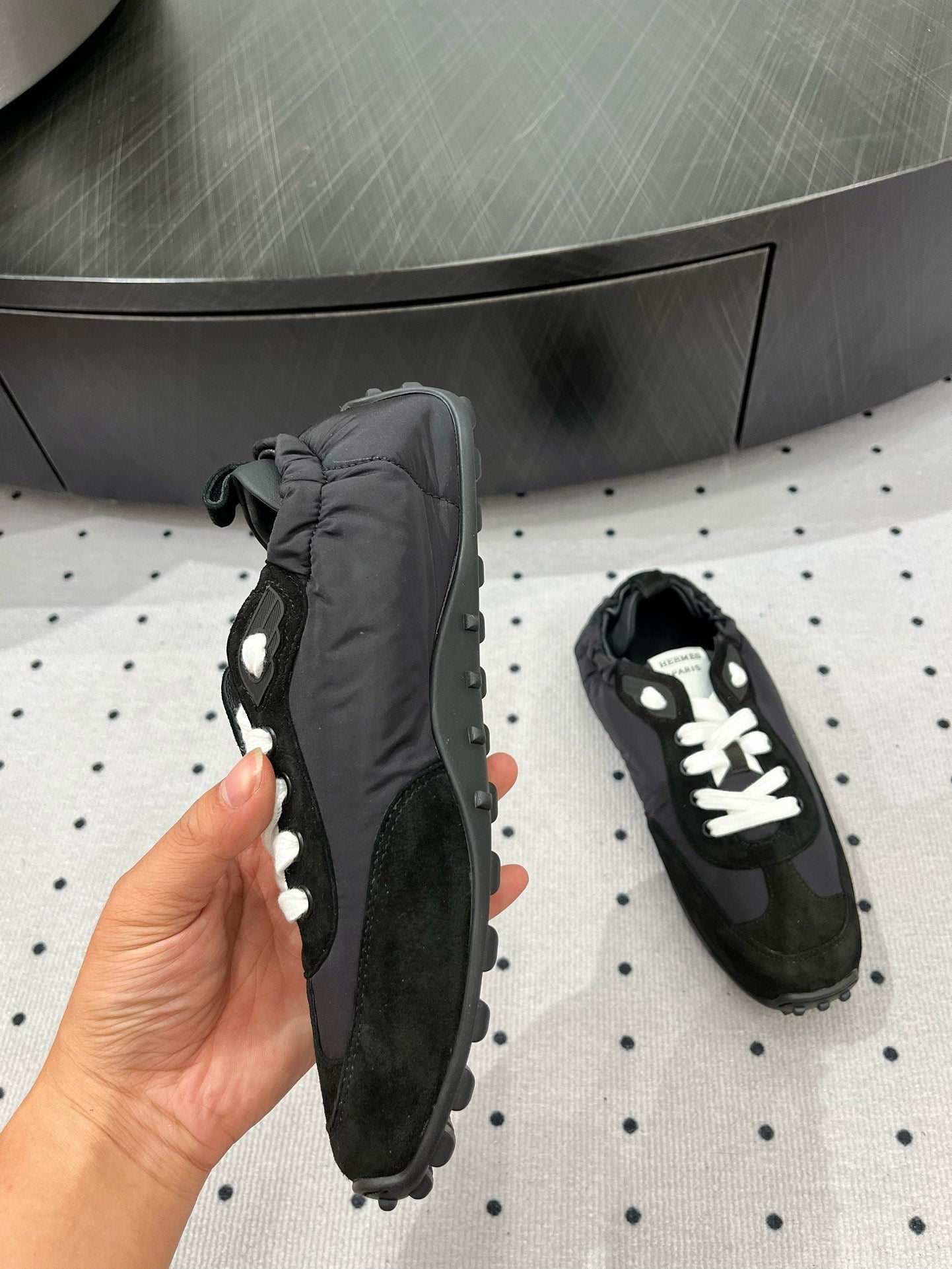 HERMES TRAIL SNEAKER IN BLACK SUEDE