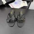 CHANEL 25C Thong Sandal Bow Black Lambskin 233562