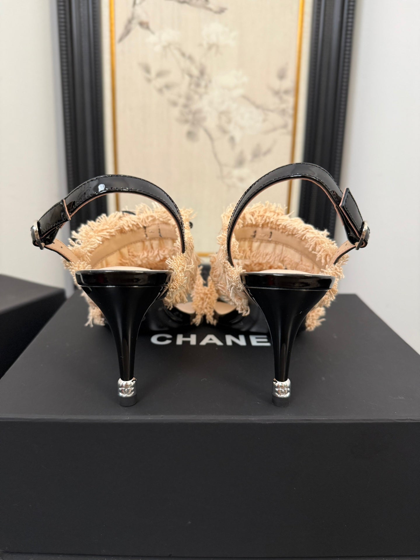 CHANEL PEACH PINK GROSGRAIN CANVAS BOW SLINGBACK SANDALS