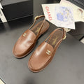 CHANEL 25C Slingback Loafer Brown Patent Leather