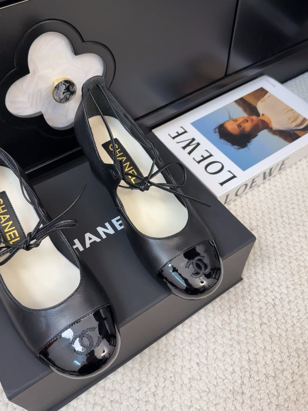 CHANEL MARY JANE PUMPS 55 MM IN BLACK LAMBSKIN