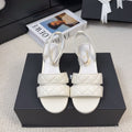 CHANEL 25C Sandal 45mm Open Heel White Lambskin 233492