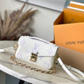 LOUIS VUITTON POCHETTE METIS EAST WEST 21 IN WHITE PURPLE MONOGRAM EMPREINTE LEATHER