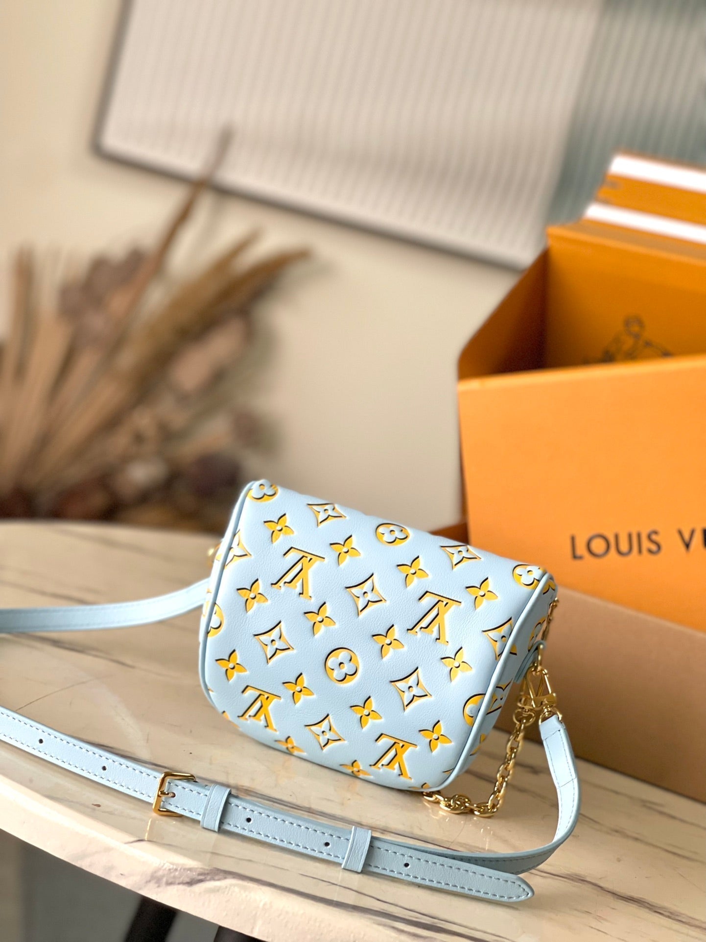 LOUIS VUITTON MINI BUMBAG 17 IN SKY YELLOW MONOGRAM CALFSKIN GOLD HARDWARE
