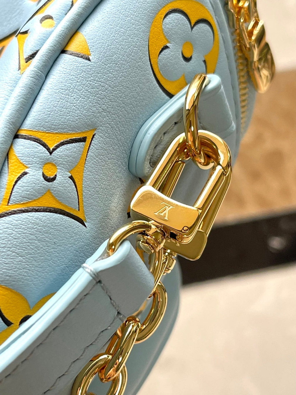 LOUIS VUITTON MINI BUMBAG 17 IN SKY YELLOW MONOGRAM CALFSKIN GOLD HARDWARE