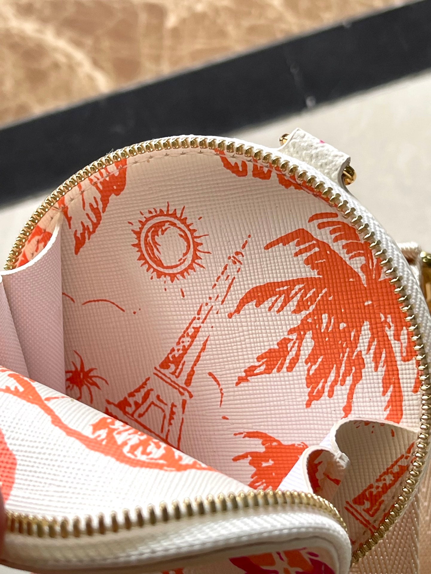 LOUIS VUITTON MULTI POCHETTE ACCESSOIRES 24 IN CORAL MONOGRAM TILES CANVAS GOLD HARDWARE