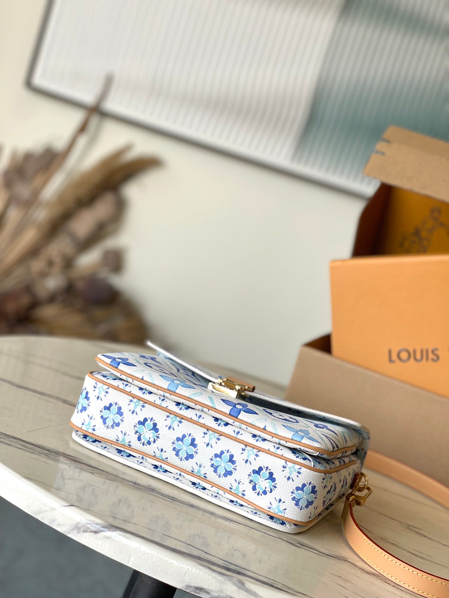 LOUIS VUITTON POCHETTE MÉTIS 25 IN LAGOON BLUE MONOGRAM TILES CANVAS GOLD HARDWARE