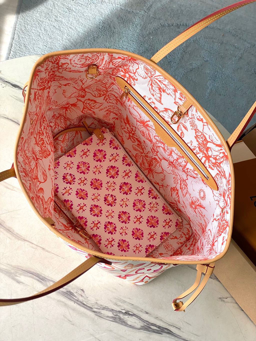 LOUIS VUITTON NEVERFULL MM 31 IN CORAL MONOGRAM TILES CANVAS