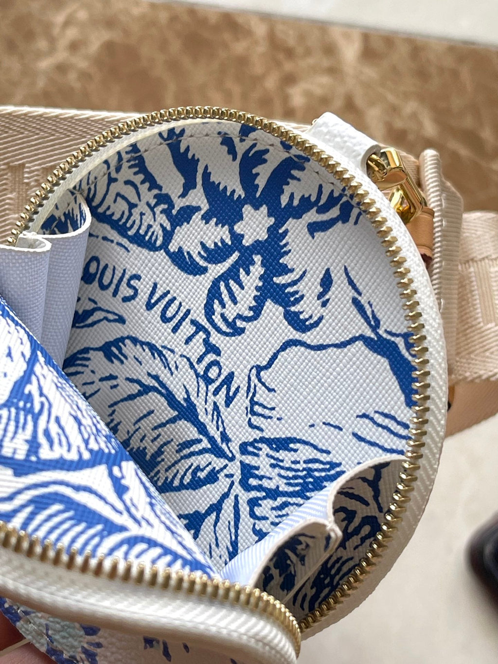 LOUIS VUITTON ONTHEGO EAST WEST 25 IN LAGOON BLUE MONOGRAM TILES CANVAS