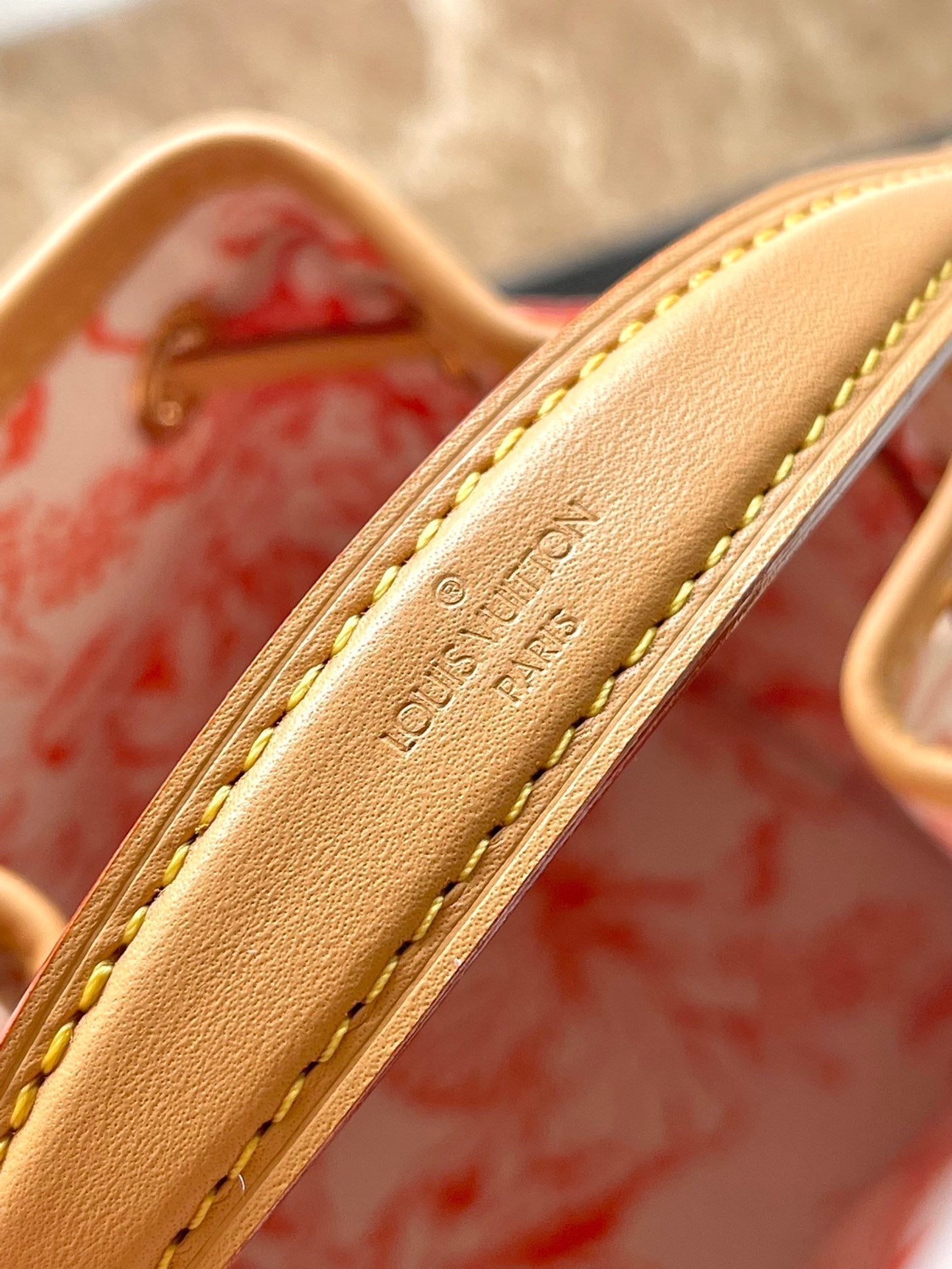 LOUIS VUITTON NANO NOÉ 16 IN CORAL MONOGRAM TILES CANVAS