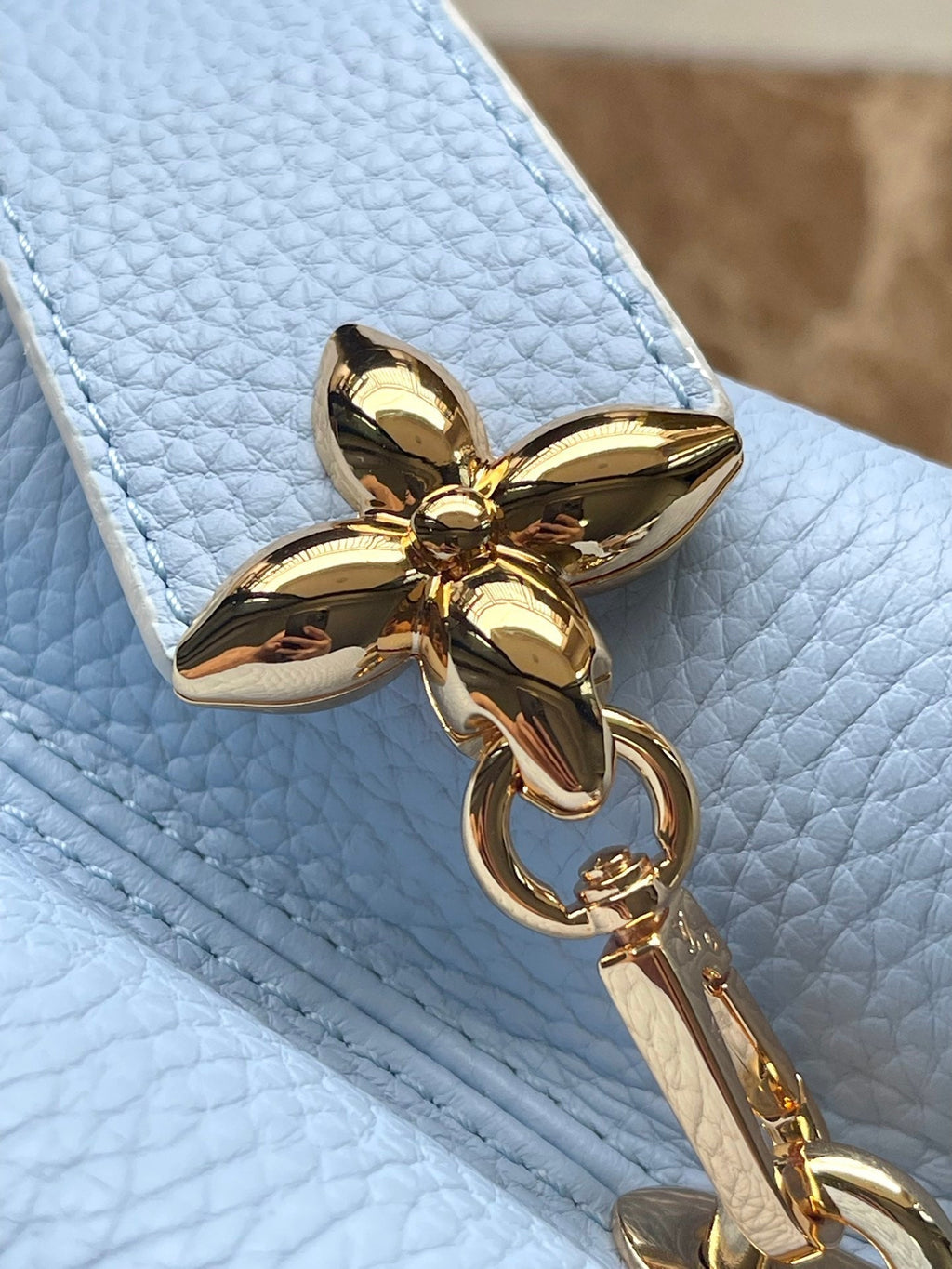 LOUIS VUITTON CAPUCINES BB 26 IN CANDY BLUE TAURILLON GOLD HARDWARE