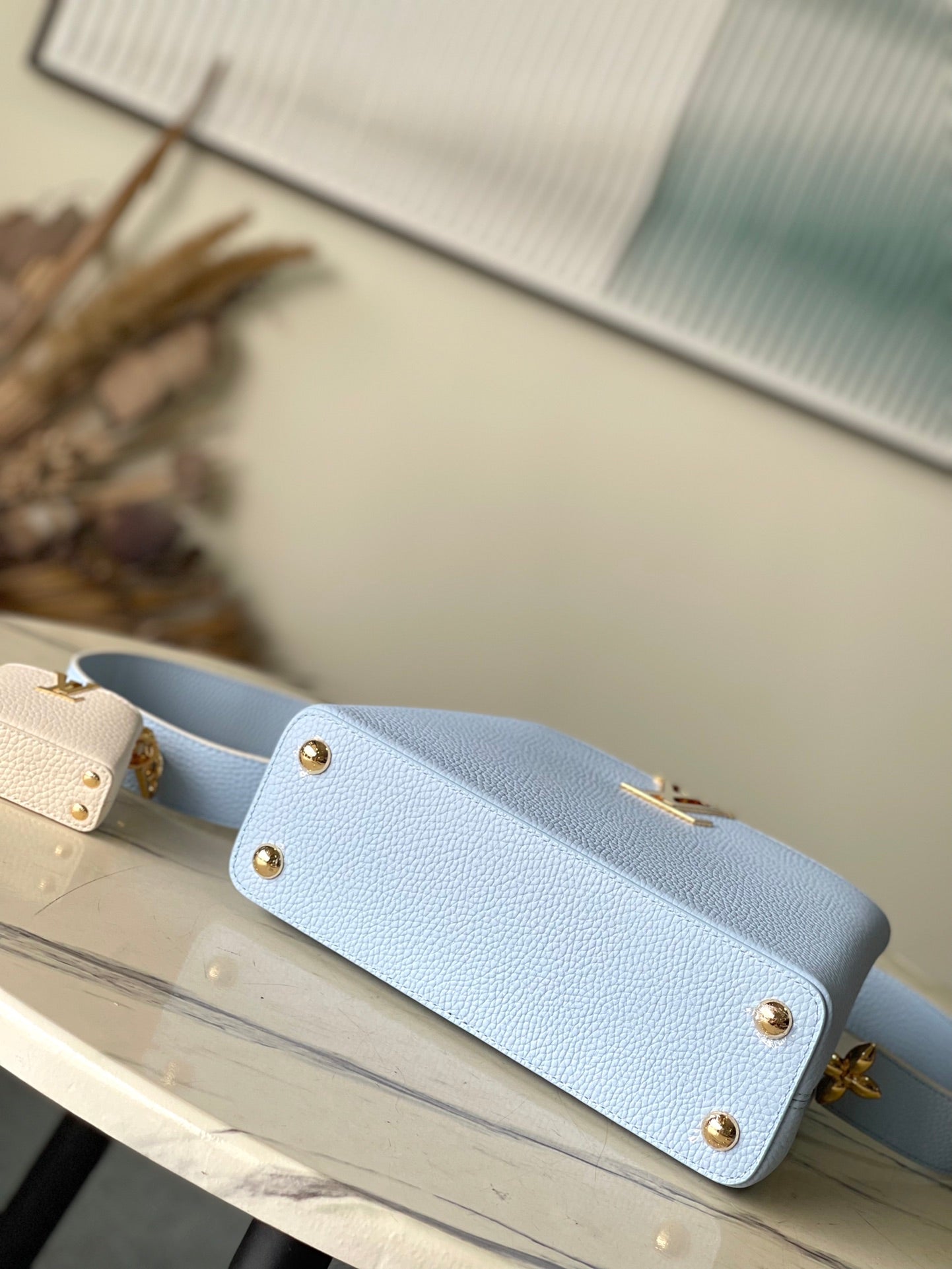 LOUIS VUITTON CAPUCINES BB 26 IN CANDY BLUE TAURILLON GOLD HARDWARE