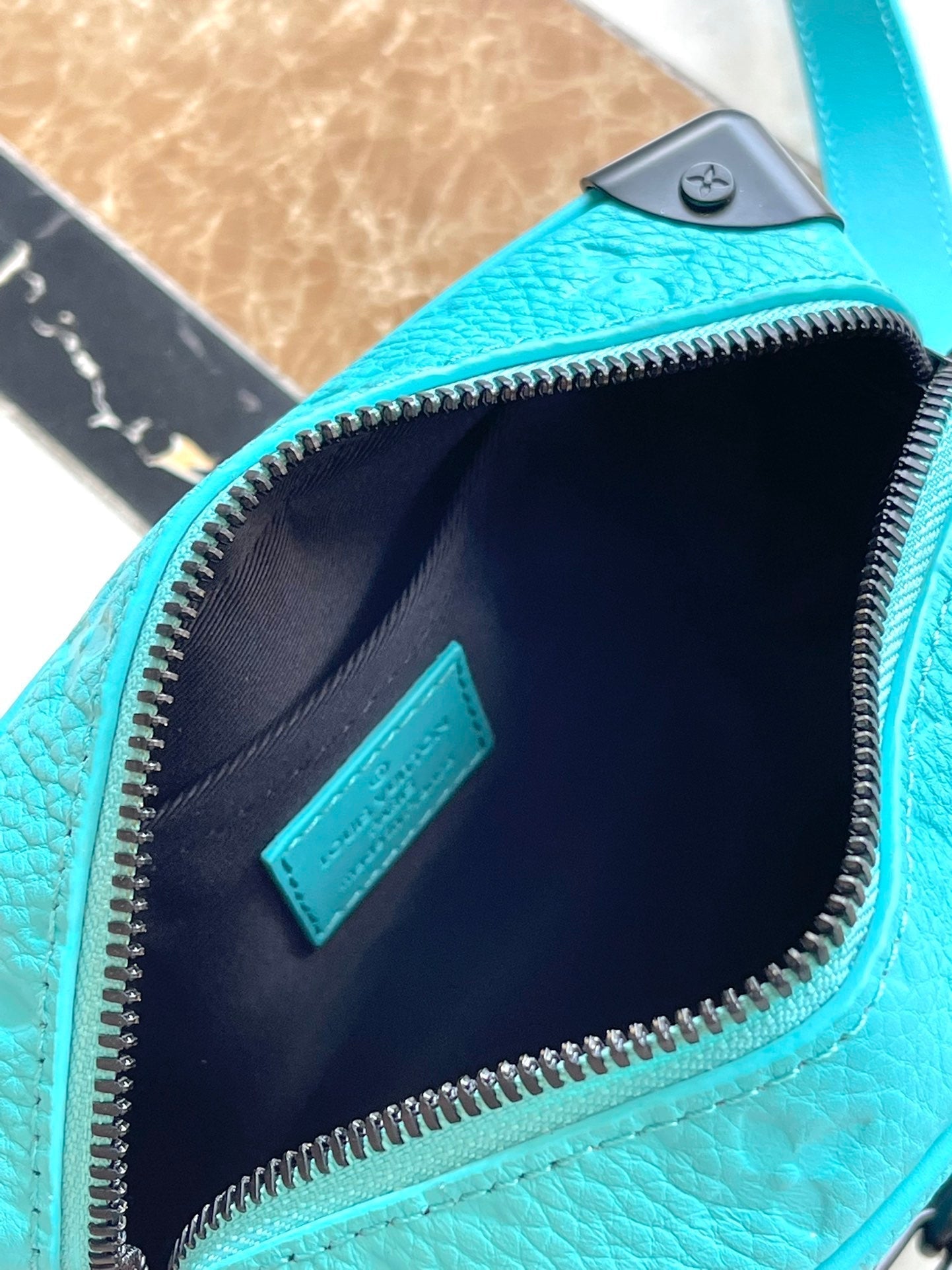 LOUIS VUITTON MINI SOFT TRUNK 18 IN TURQUOISE BLUE TAURILLON
