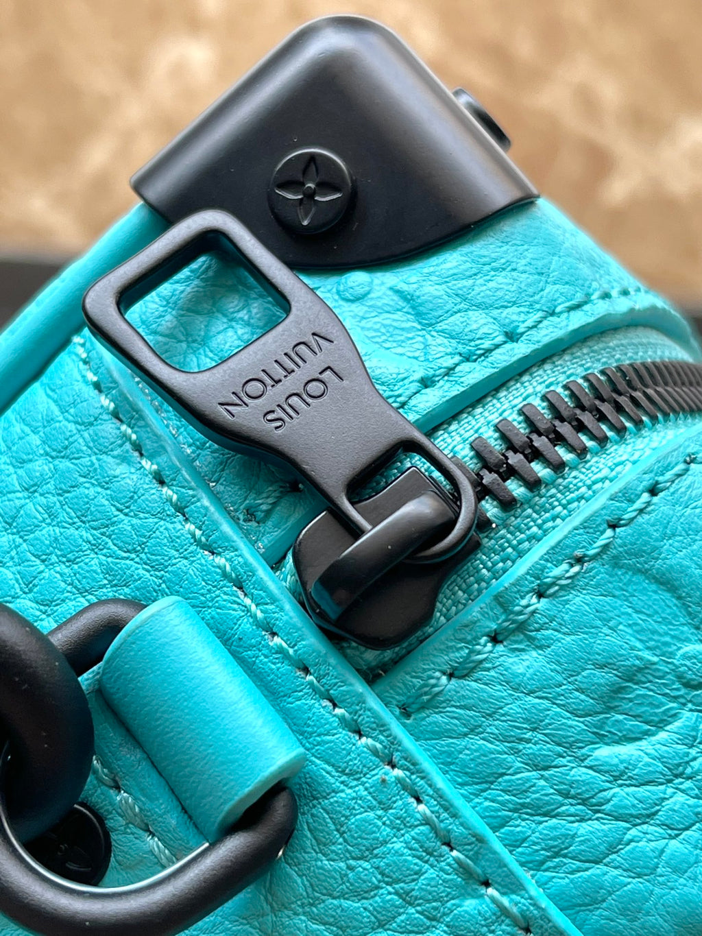 LOUIS VUITTON MINI SOFT TRUNK 18 IN TURQUOISE BLUE TAURILLON