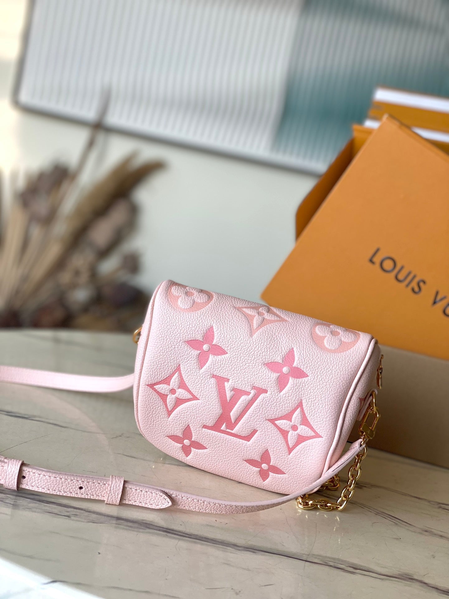 LOUIS VUITTON MINI BUMBAG 17 IN GRADIENT PINK MONOGRAM EMPREINTE LEATHER GOLD HARDWARE