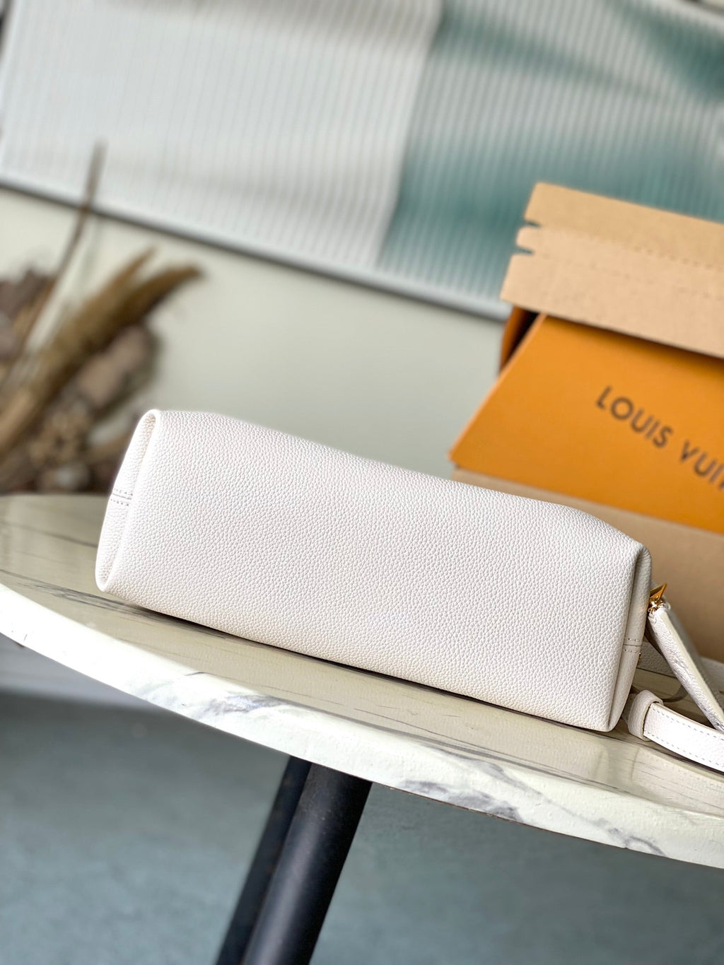 LOUIS VUITTON BUNDLE 28 IN WHITE ORANGE MONOGRAM EMPREINTE LEATHER GOLD HARDWARE