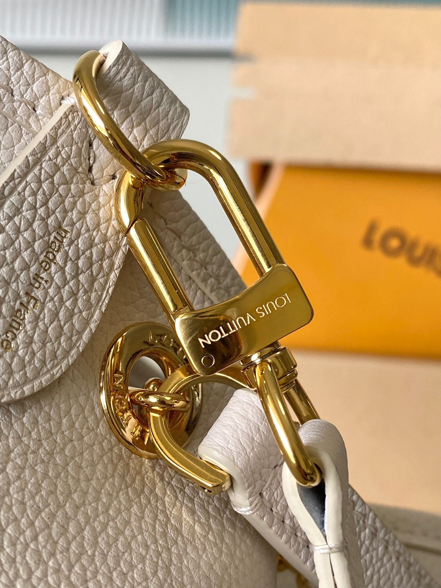LOUIS VUITTON BUNDLE 28 IN WHITE ORANGE MONOGRAM EMPREINTE LEATHER GOLD HARDWARE