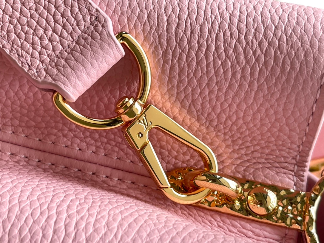 LOUIS VUITTON CAPUCINES EAST-WEST 33 IN BLUSH PINK CALFSKIN GOLD HARDWARE