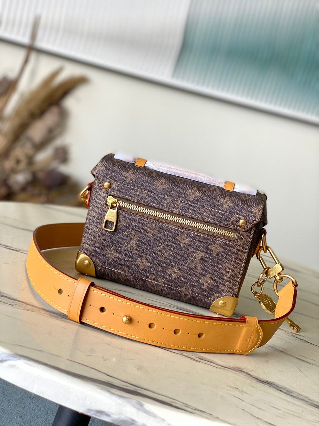 LOUIS VUITTON SOUL TRUNK 19 IN BROWN MONOGRAM DUST CANVAS GOLD HARDWARE