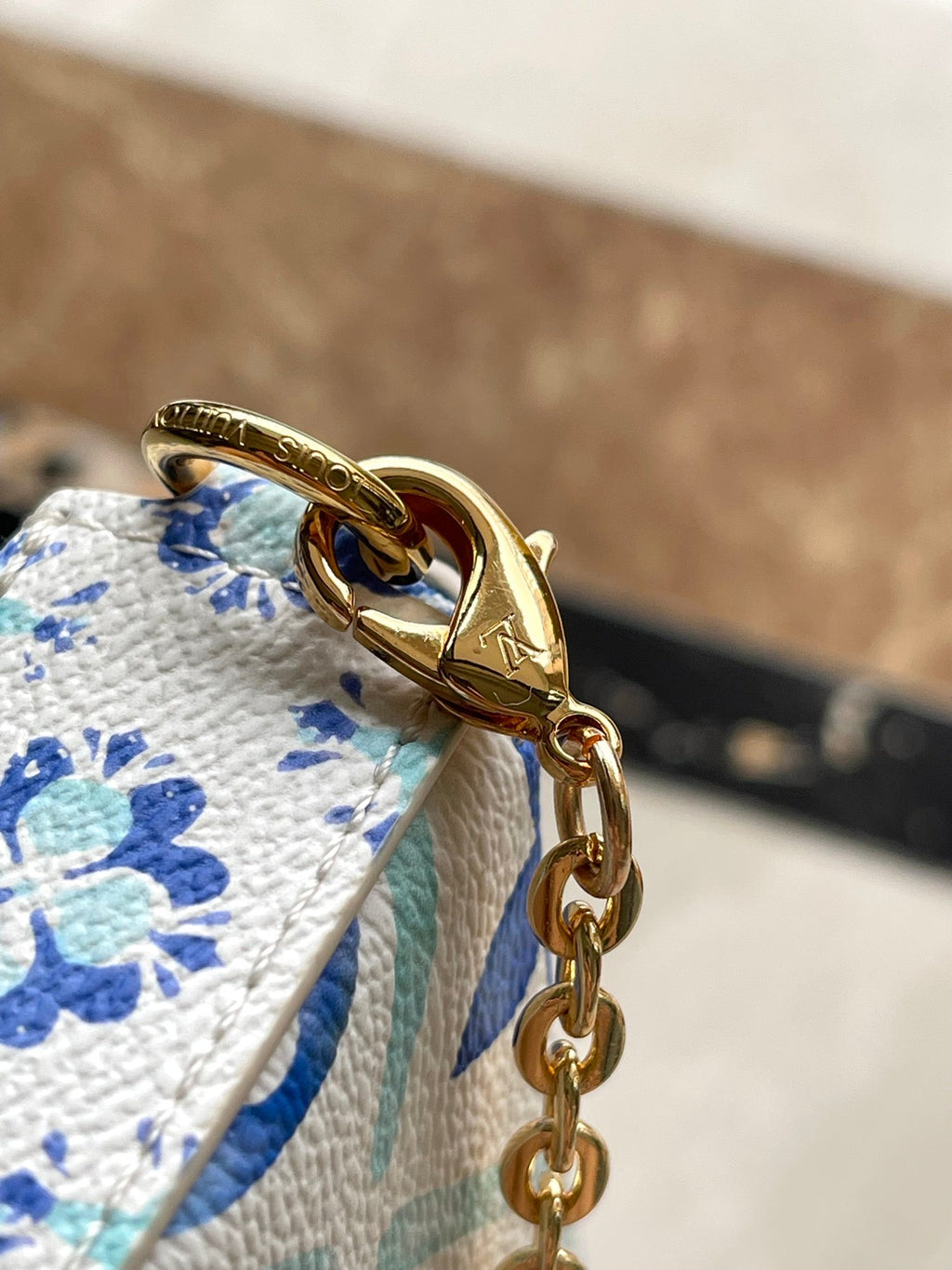 LOUIS VUITTON FÉLICIE POCHETTE 21 IN LAGOON BLUE MONOGRAM TILES CANVAS