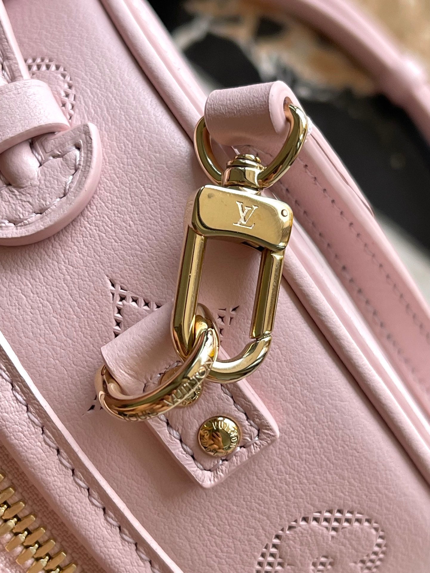 LOUIS VUITTON MINI BOITE CHAPEAU 13 IN LIGHT PINK MONOGRAM PERFORATED CALFSKIN