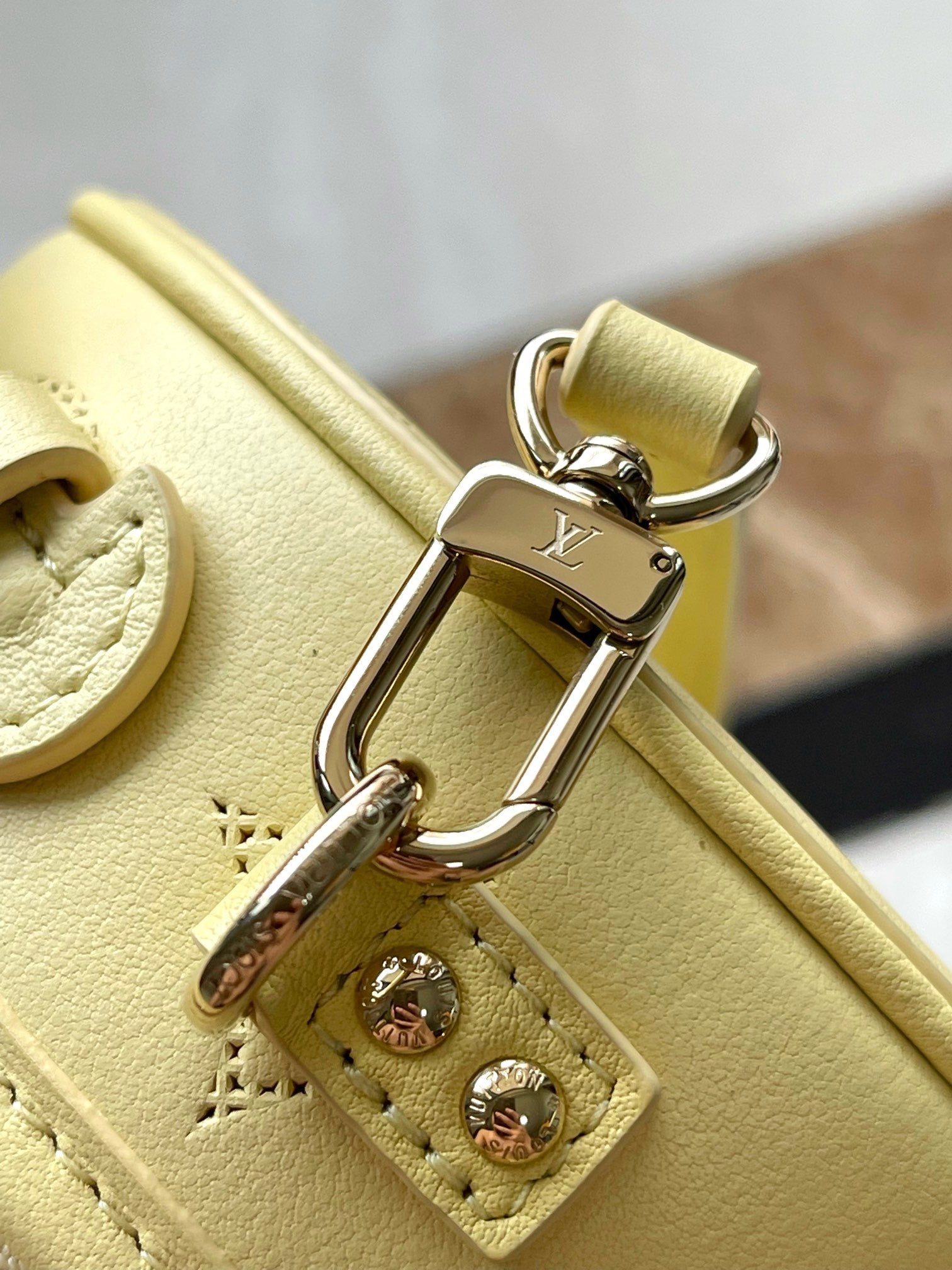 LOUIS VUITTON MINI BOITE CHAPEAU 13 IN BANANA YELLOW MONOGRAM PERFORATED CALFSKIN