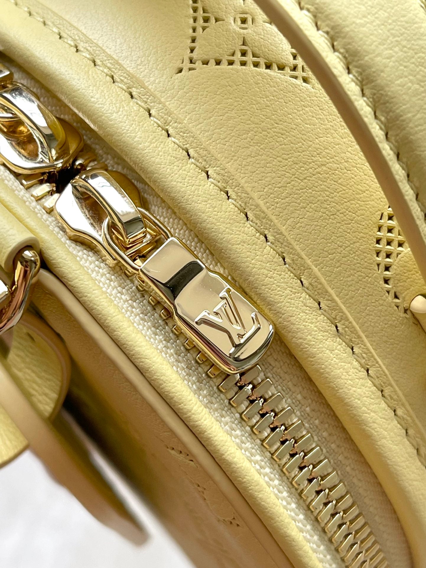LOUIS VUITTON MINI BOITE CHAPEAU 13 IN BANANA YELLOW MONOGRAM PERFORATED CALFSKIN