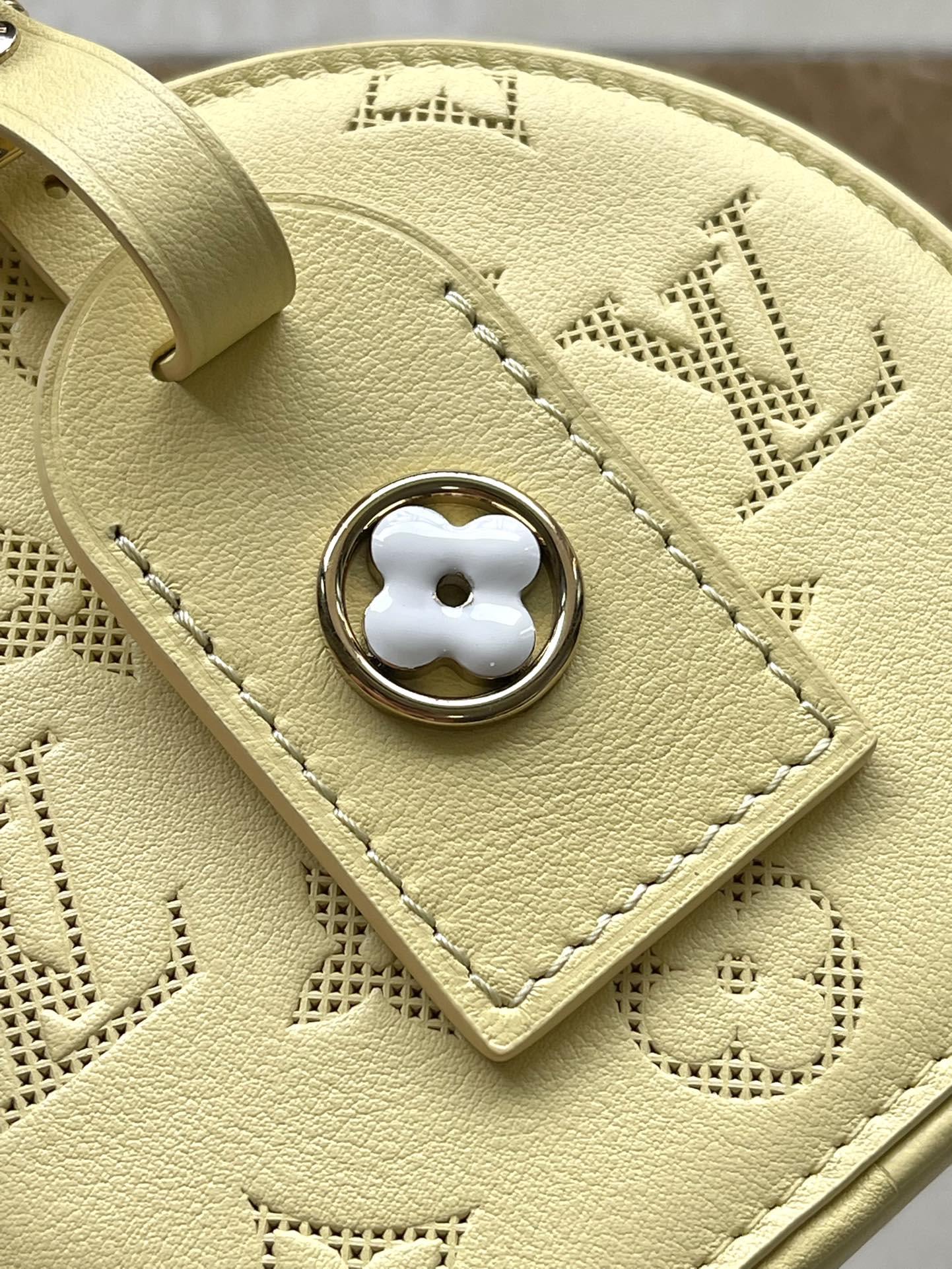 LOUIS VUITTON MINI BOITE CHAPEAU 13 IN BANANA YELLOW MONOGRAM PERFORATED CALFSKIN