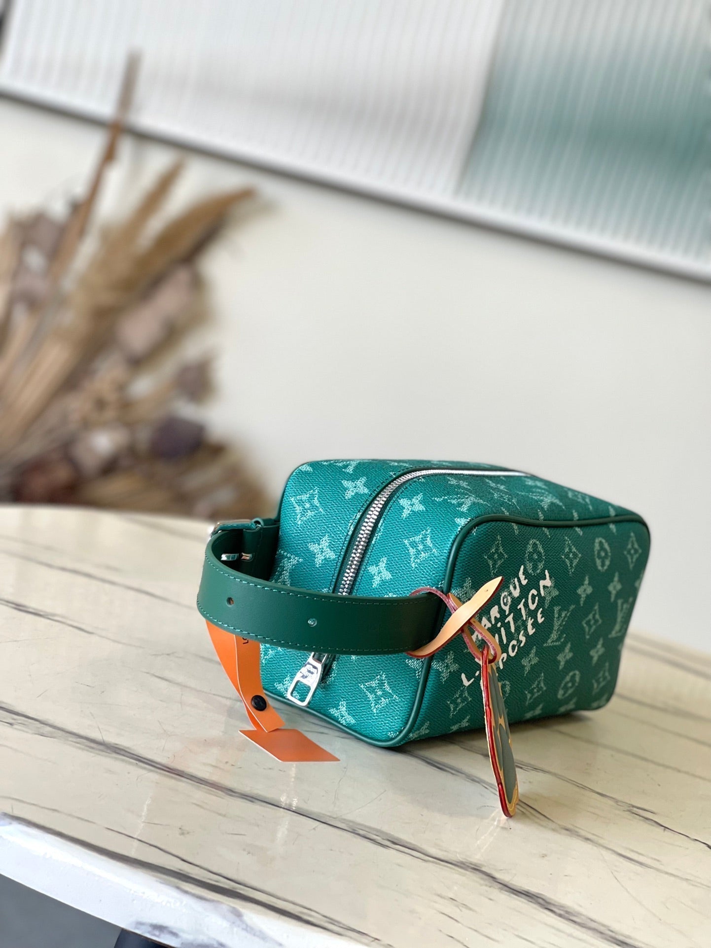 LOUIS VUITTON LOCKER DOPP KIT 28 IN GREEN MONOGRAM HERITAGE CANVAS