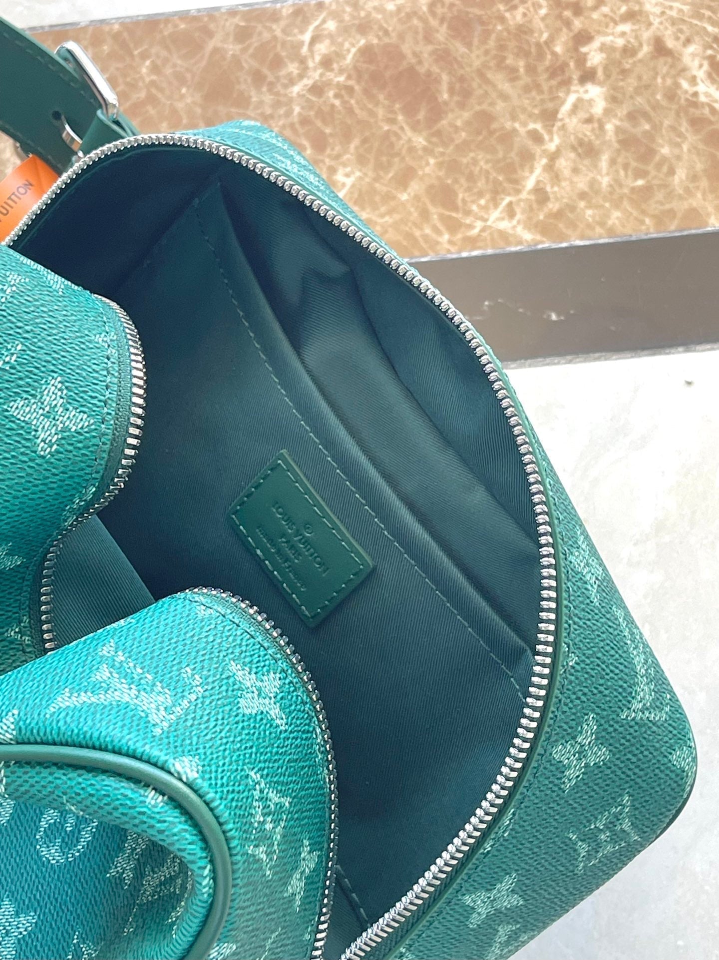 LOUIS VUITTON LOCKER DOPP KIT 28 IN GREEN MONOGRAM HERITAGE CANVAS