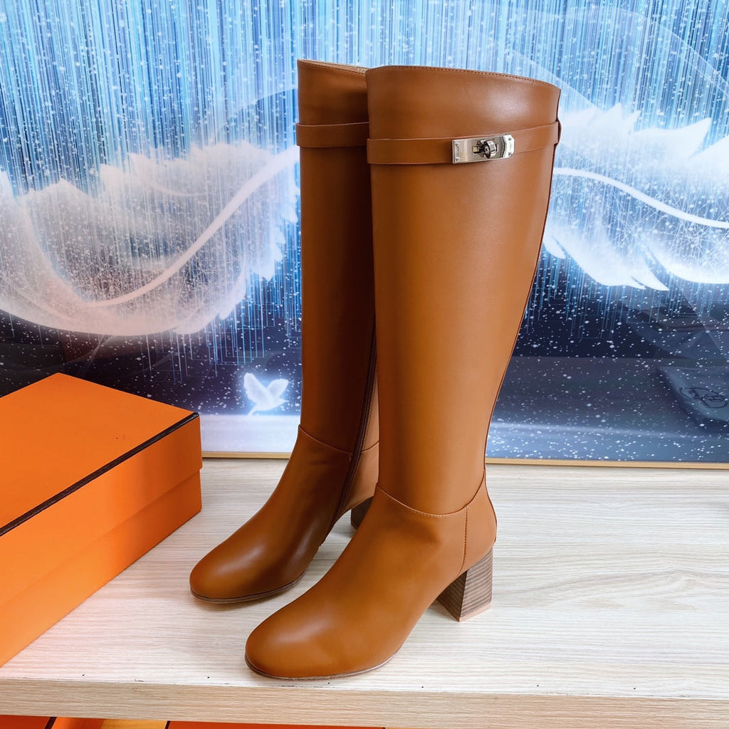 HERMES STORY BOOT 7 CM IN BRONZE BROWN LAMBSKIN