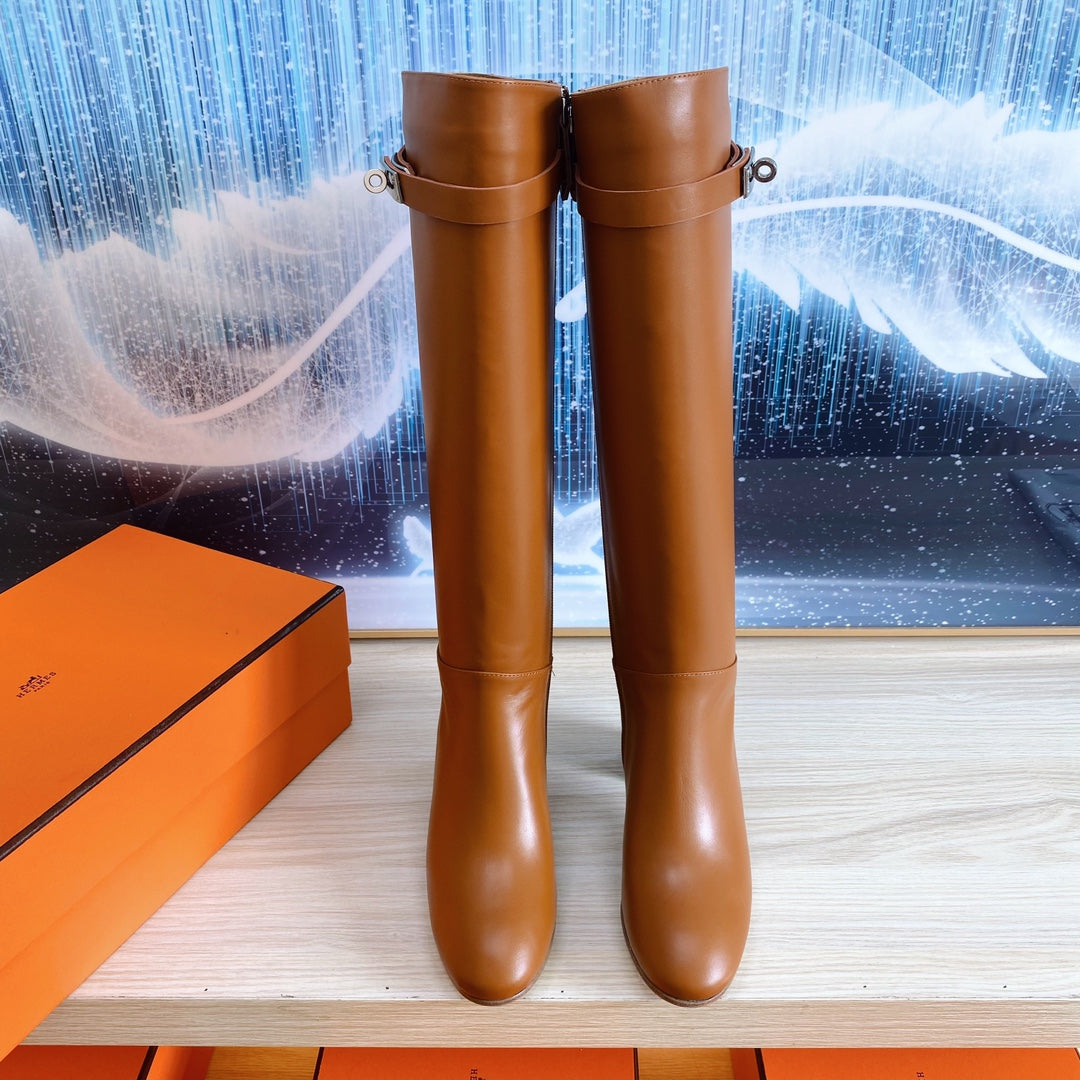 HERMES STORY BOOT 7 CM IN BRONZE BROWN LAMBSKIN