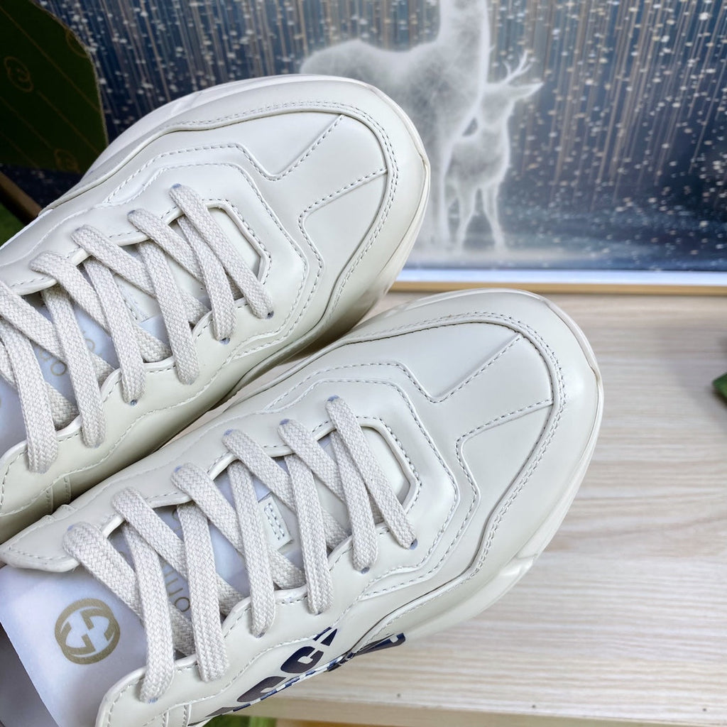 GUCCI COUPLE TRAINER WHITE CALFSKIN WITH LEMON ICON