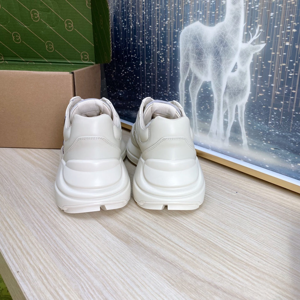 GUCCI COUPLE TRAINER WHITE CALFSKIN WITH LEMON ICON