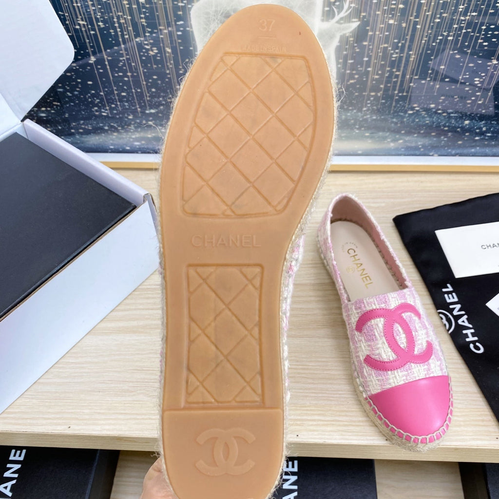 CHANEL ESPADRILLES PLATFORM IN PINK TWEED
