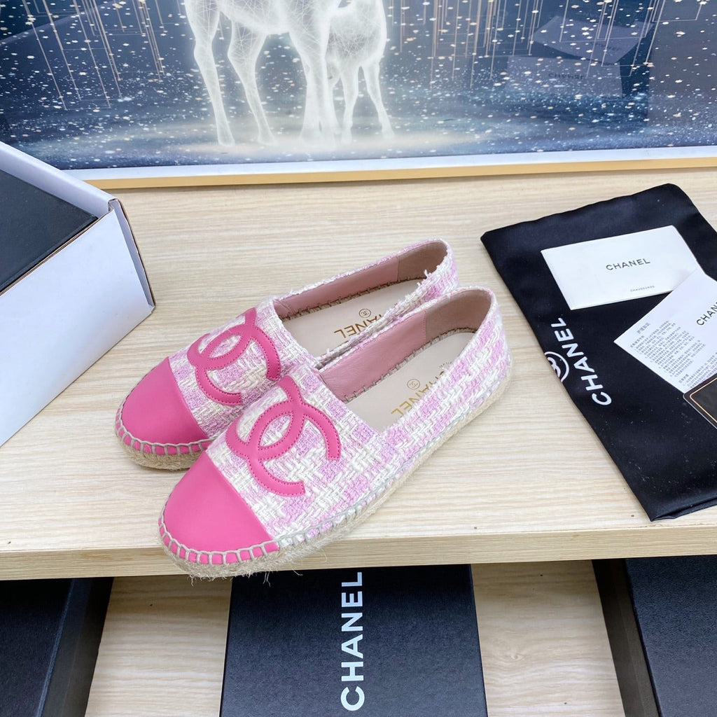 CHANEL ESPADRILLES PLATFORM IN PINK TWEED