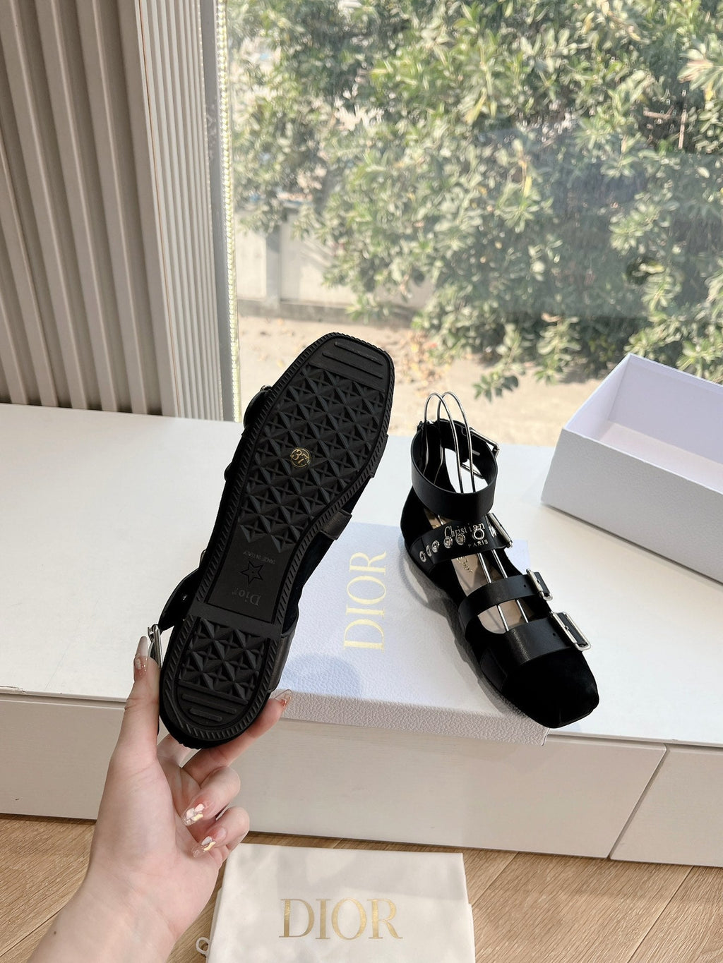 DIOR PUNK BALLET FLAT IN BLACK SUEDE AND CALFSKIN