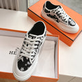 HERMES GET SNEAKER IN BLACK MIX WHITE MAXI CANVAS AND CALFSKIN